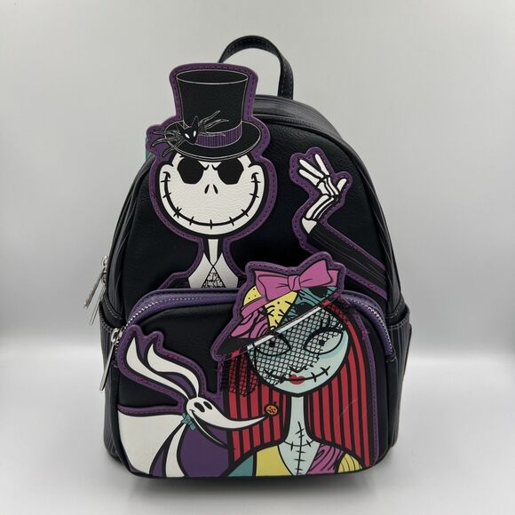 Loungefly Disney Nightmare Before Christmas Dapper Jack and Sally Mini Backpack - Picture 1 of 6